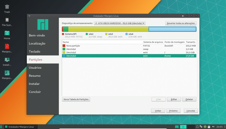 Instalar o Manjaro no modo UEFI