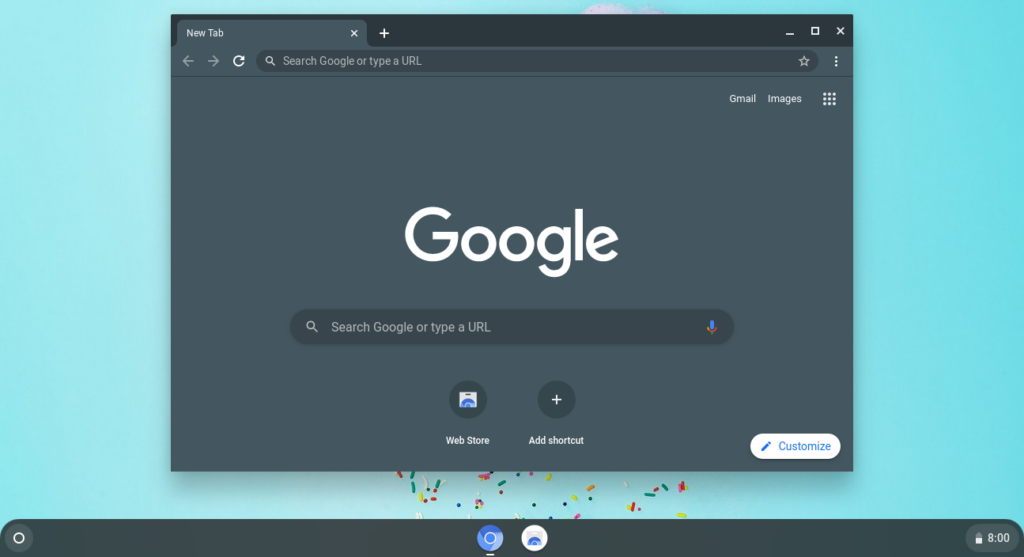 Chromium OS Web - "Tela inicial do Chromium OS, baseado em Gentoo e otimizado para navegação na web"