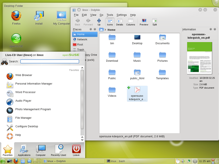 openSUSE Argon KDE - "Interface KDE do openSUSE Argon, baseado em openSUSE Tumbleweed"