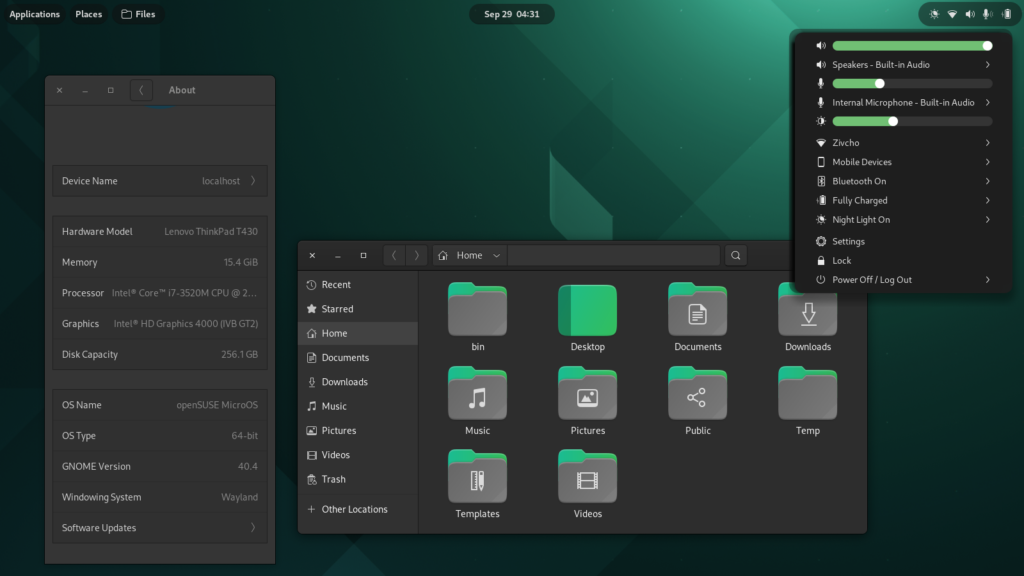 openSUSE MicroOS Interface - "Interface do openSUSE MicroOS, otimizada para contêineres e IoT"