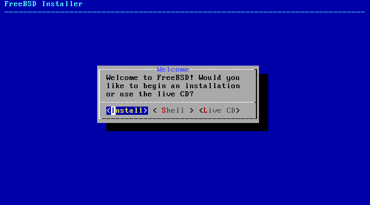 FreeBSD - tela inicial de instalação