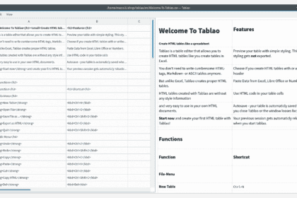 Tablao – Crie tabelas em HTML de forma simples como no EXCEL ou Calc