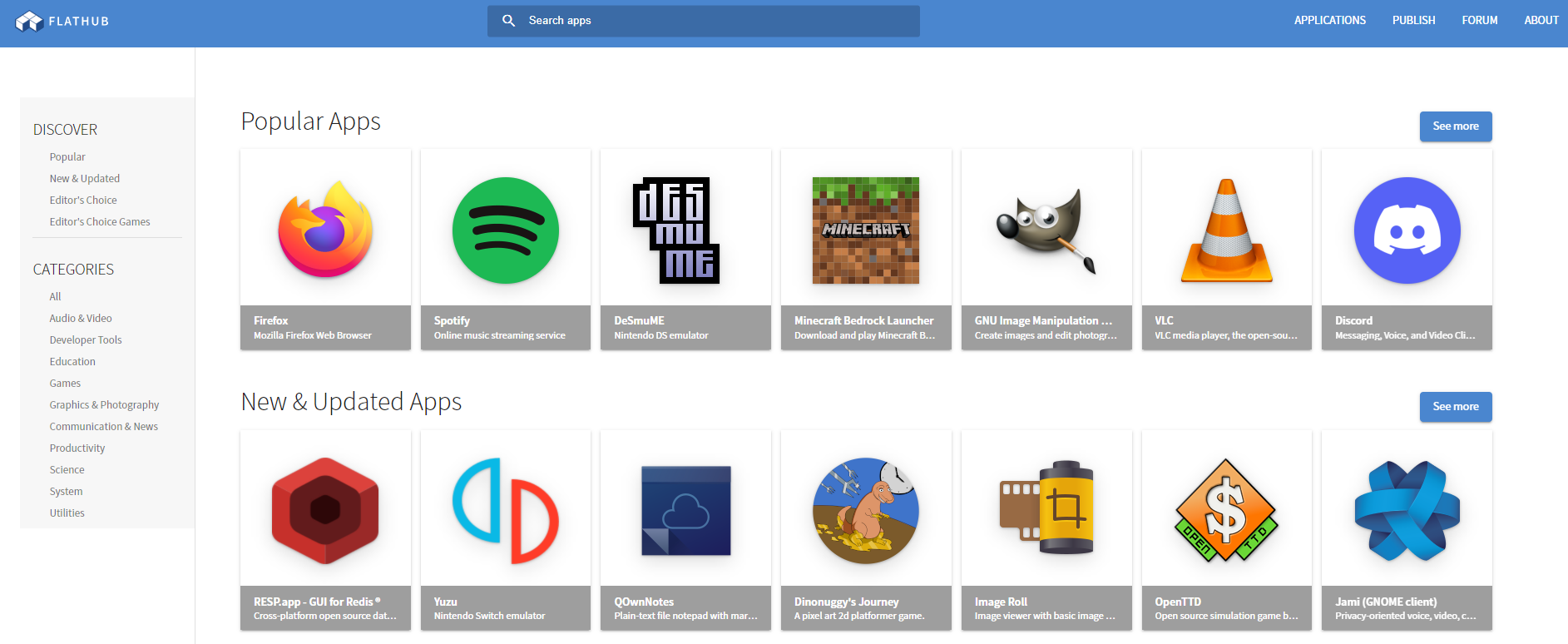 Flathub é renovado e permite pesquisar, descobrir e instalar aplicativos no Flatpak