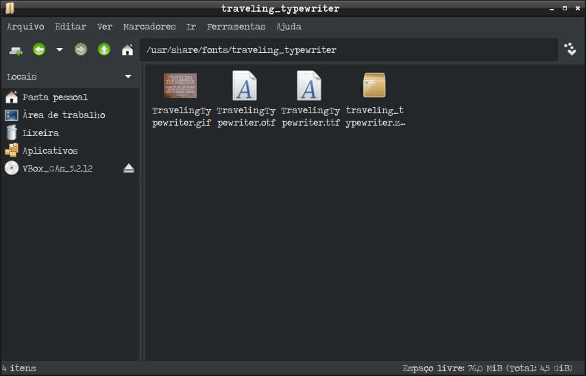 Como instalar tipo de fontes e personalizar no Debian - Gerenciador de arquivos PCManFm