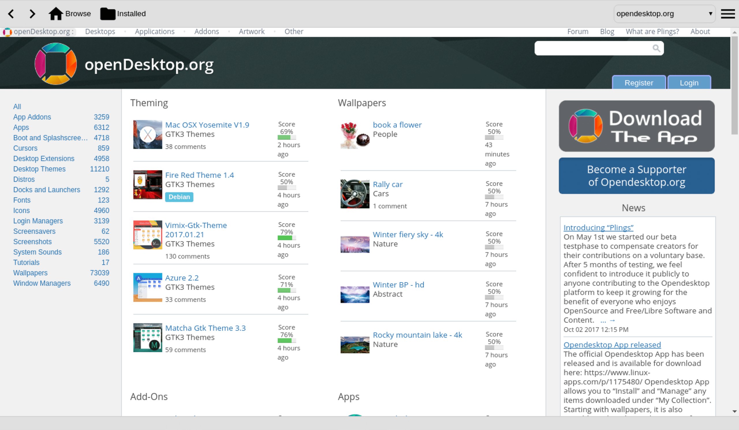 OCS-Store: uma loja unificada de temas, ícones e aplicativos para Linux