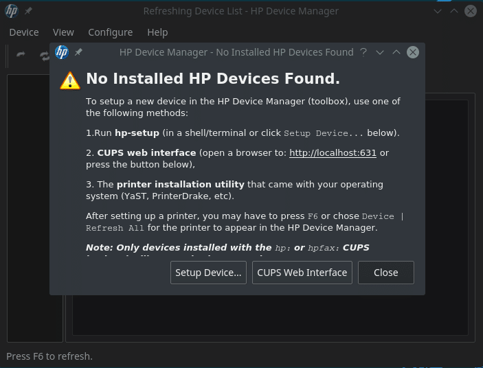 Instalar impressora HP no FreeBSD - HP Device Manager