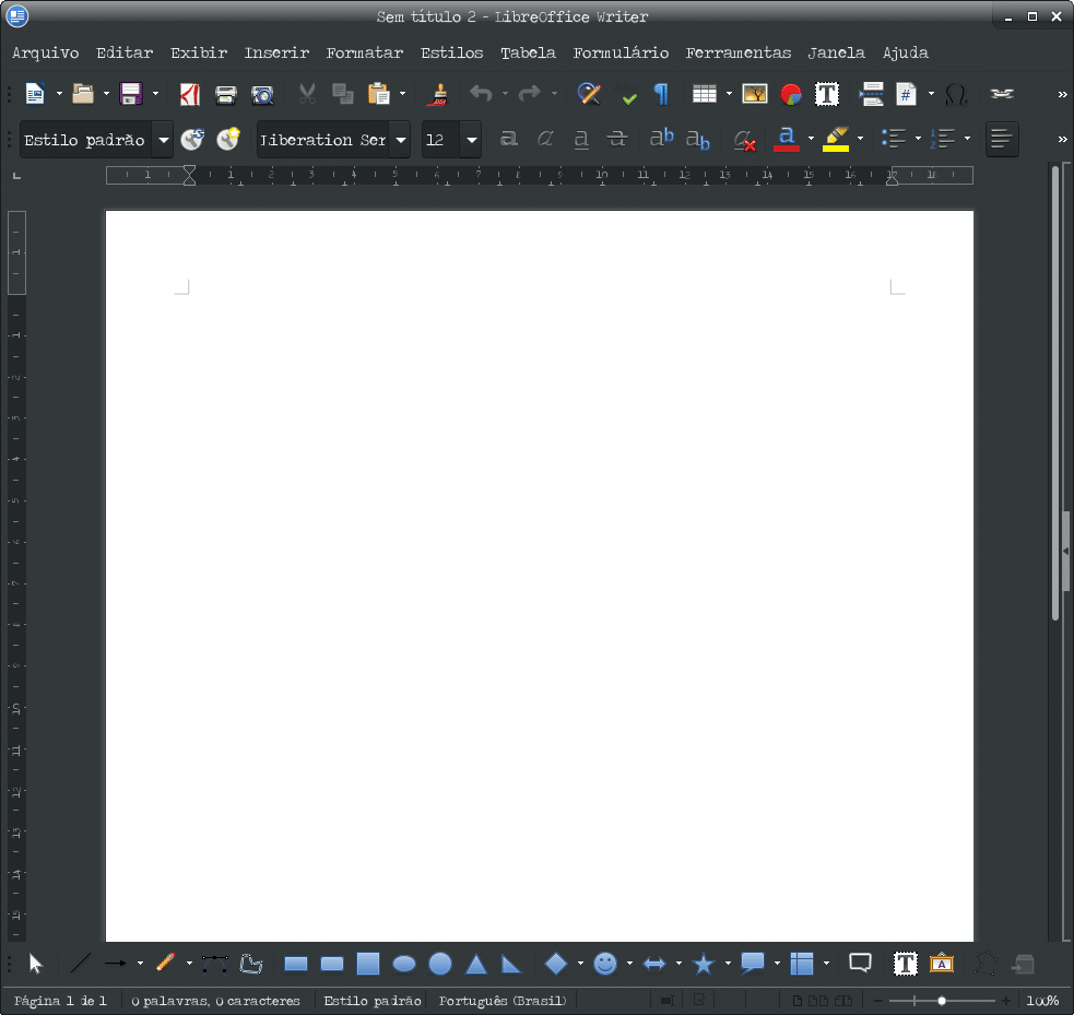 Como adicionar tema no LibreOffice - LibreOffice tema padrão do sistema