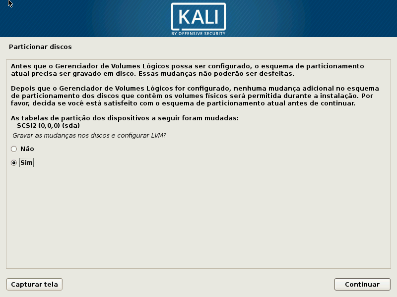 Kali Linux - Gerenciador de Volumes Lógicos 