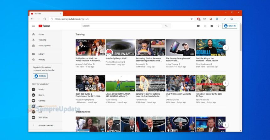 Google finalmente permite que o Microsoft Edge Chromium acesse o novo YouTube
