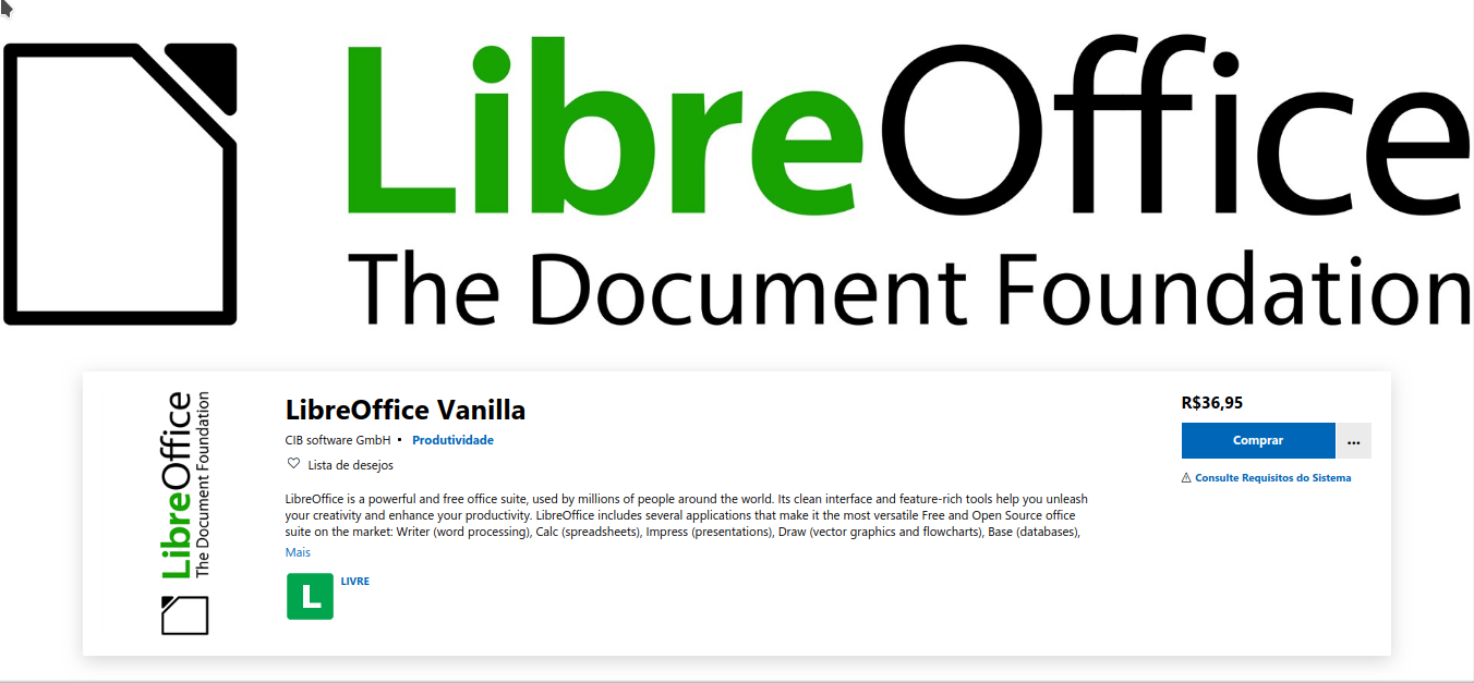 LibreOffice está na Microsoft Store
