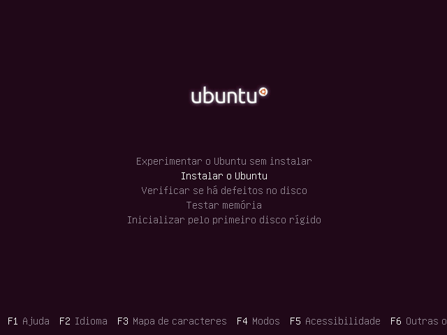 Como Instalar o Sistema Linux Ubuntu - Opções de boot