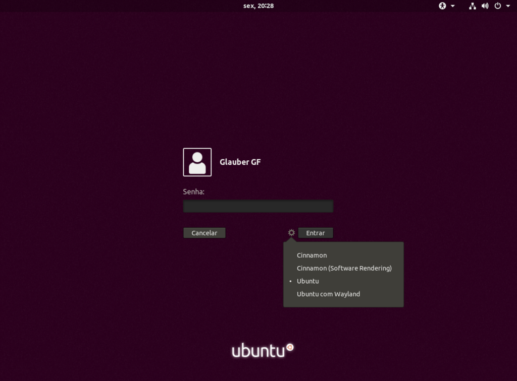 como instalar o Cinnamon no Ubuntu - Mudar Sessão