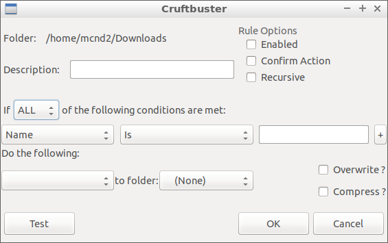Cruftbuster - Adicionar regras