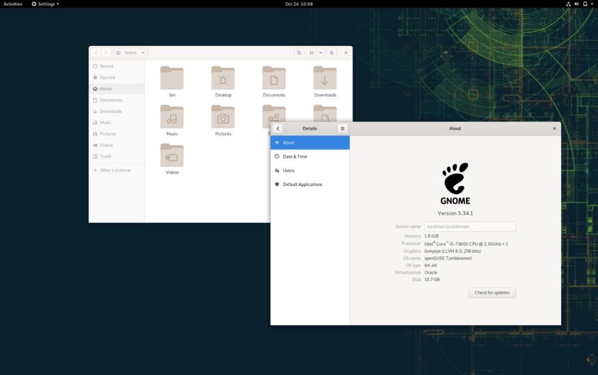 openSUSE Tumbleweed vem com GNOME 3.34