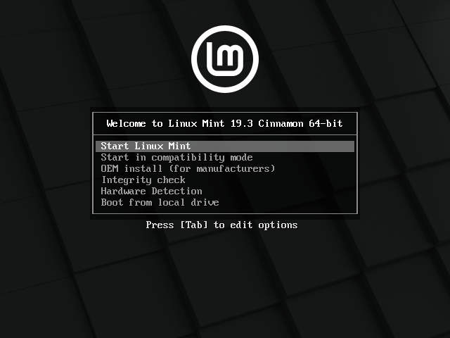 Como instalar o Linux Mint 19.3 "Tricia" - Opções