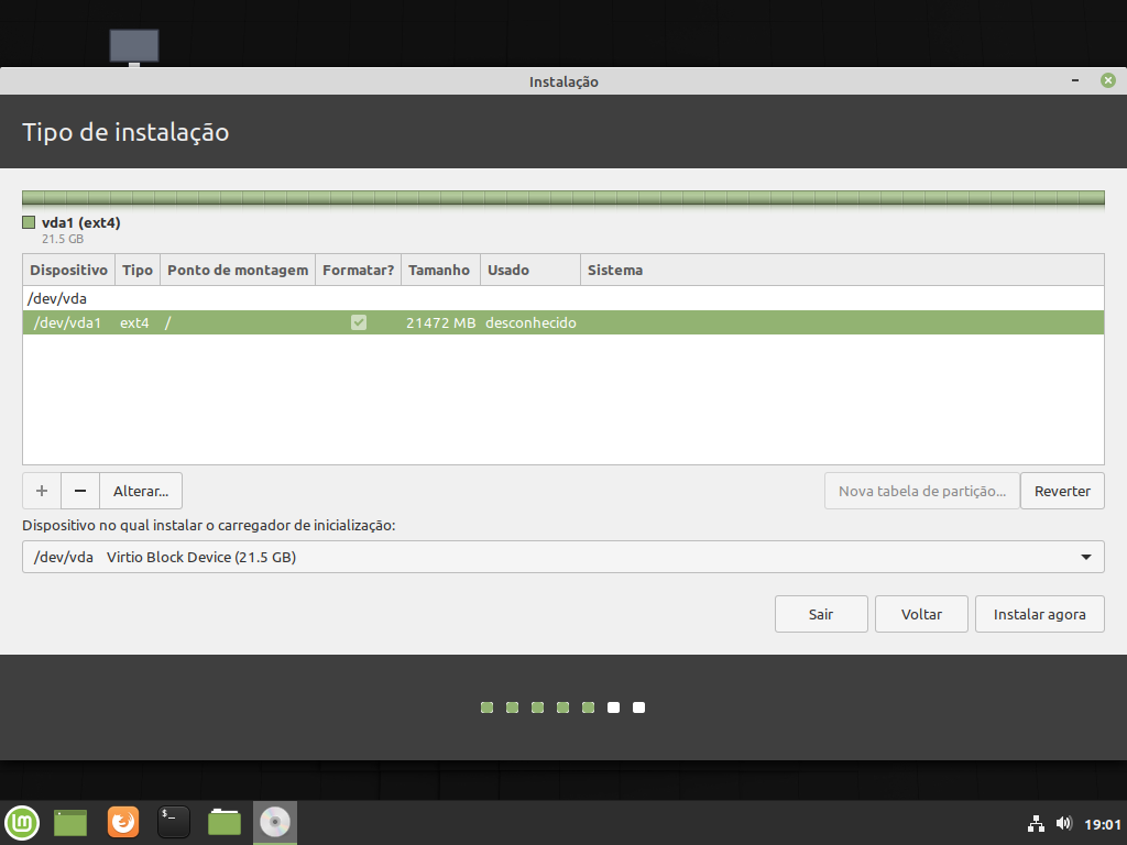 Como instalar o Linux Mint 19.3 "Tricia" - Confirmar mudança em disco