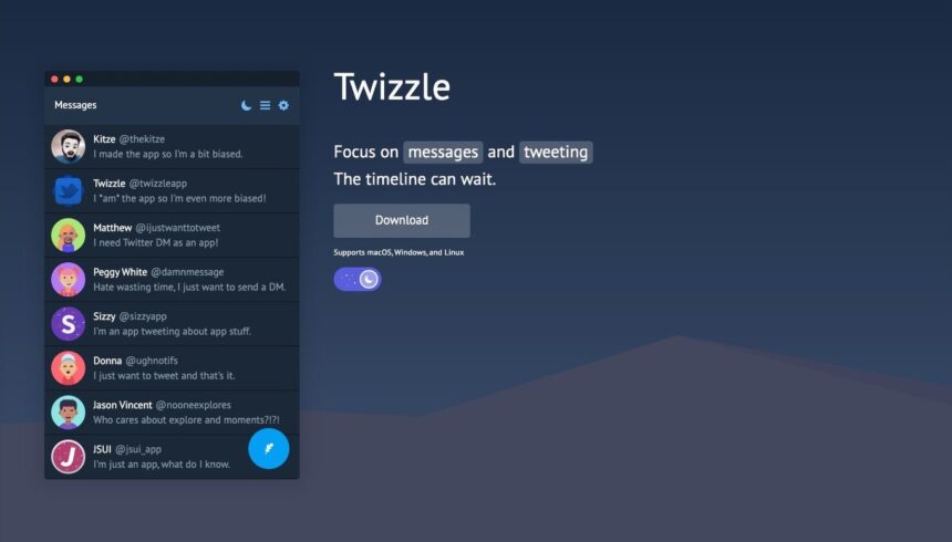 Twizzle é um cliente gratuito do Twitter para Windows, Linux e macOS