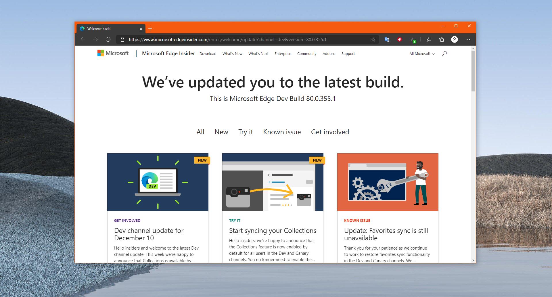 Novo navegador de desktop da Microsoft obtém mais recursos no canal Dev