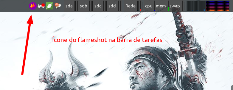 Capturar tela com o Flameshot - Ícone no painel