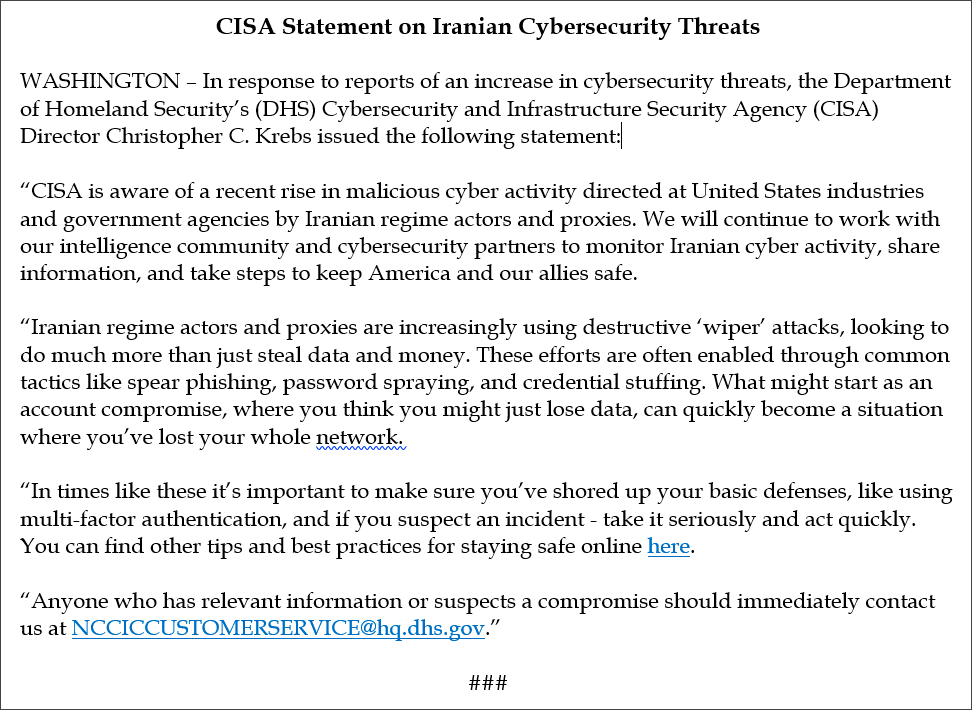 Governo dos EUA emite alerta sobre possíveis ataques cibernéticos iranianos