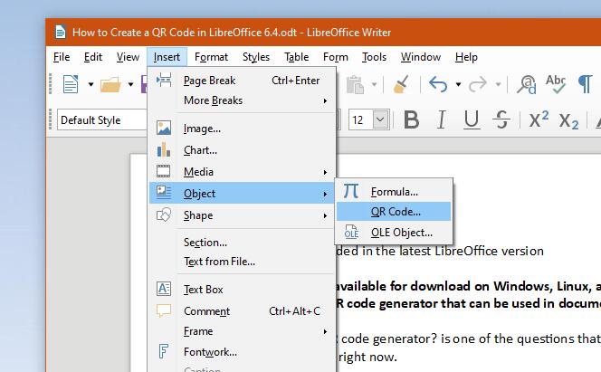 Como criar um QR code no LibreOffice 6.4