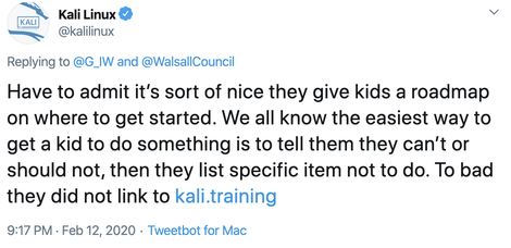 Anúncio pede que chamem a polícia se virem alguém usando Kali Linux