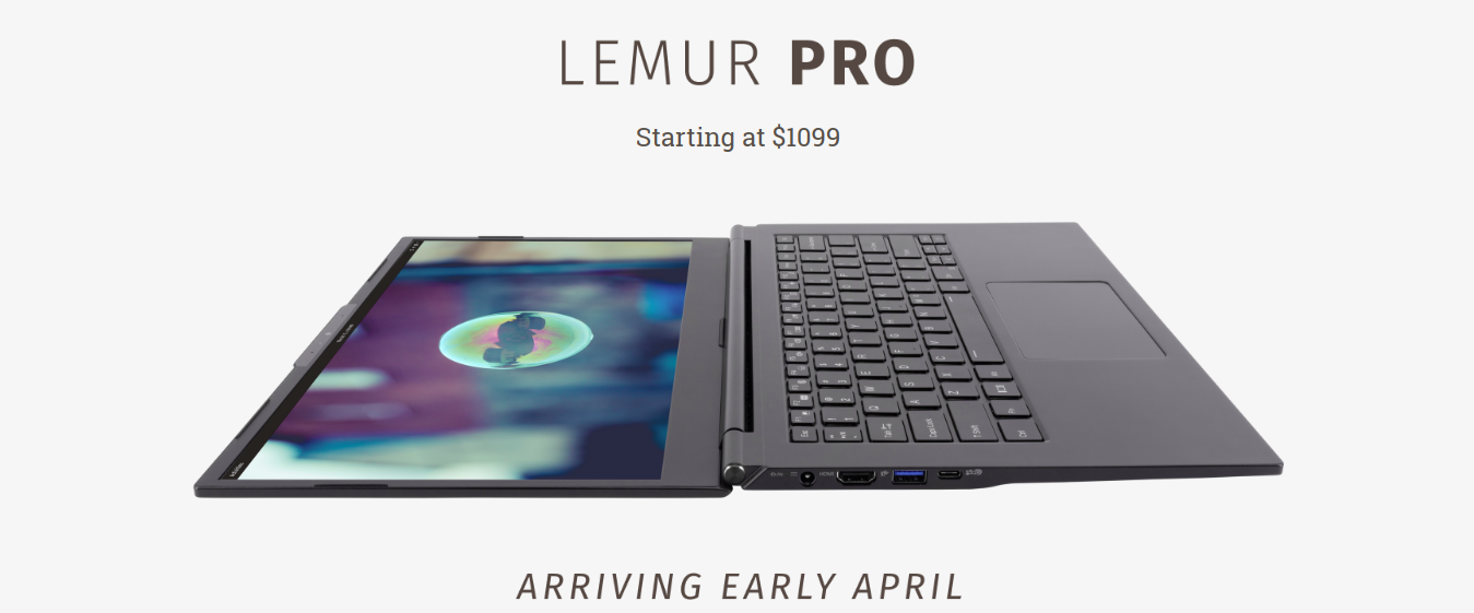 Lemur Pro: laptop Linux mais leve da System76 a partir de US $ 1.099