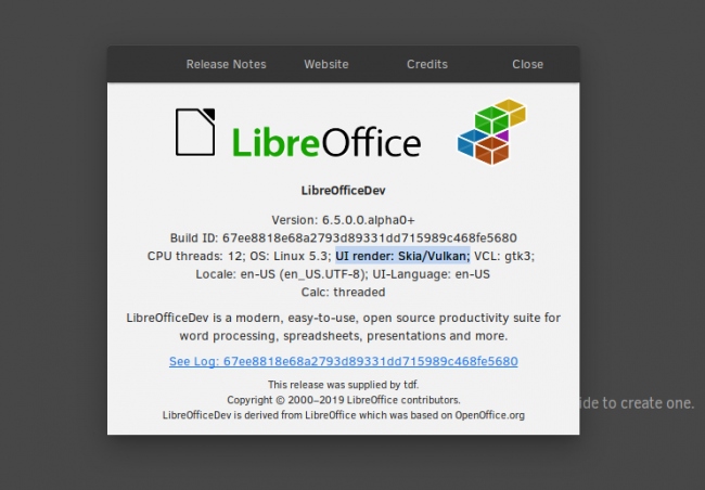 LibreOffice 7.0 Git adiciona suporte à renderização de texto com base no Skia