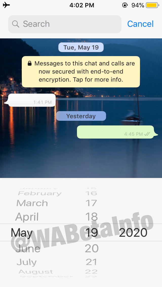 WhatsApp pode obter um novo recurso de pesquisa por data