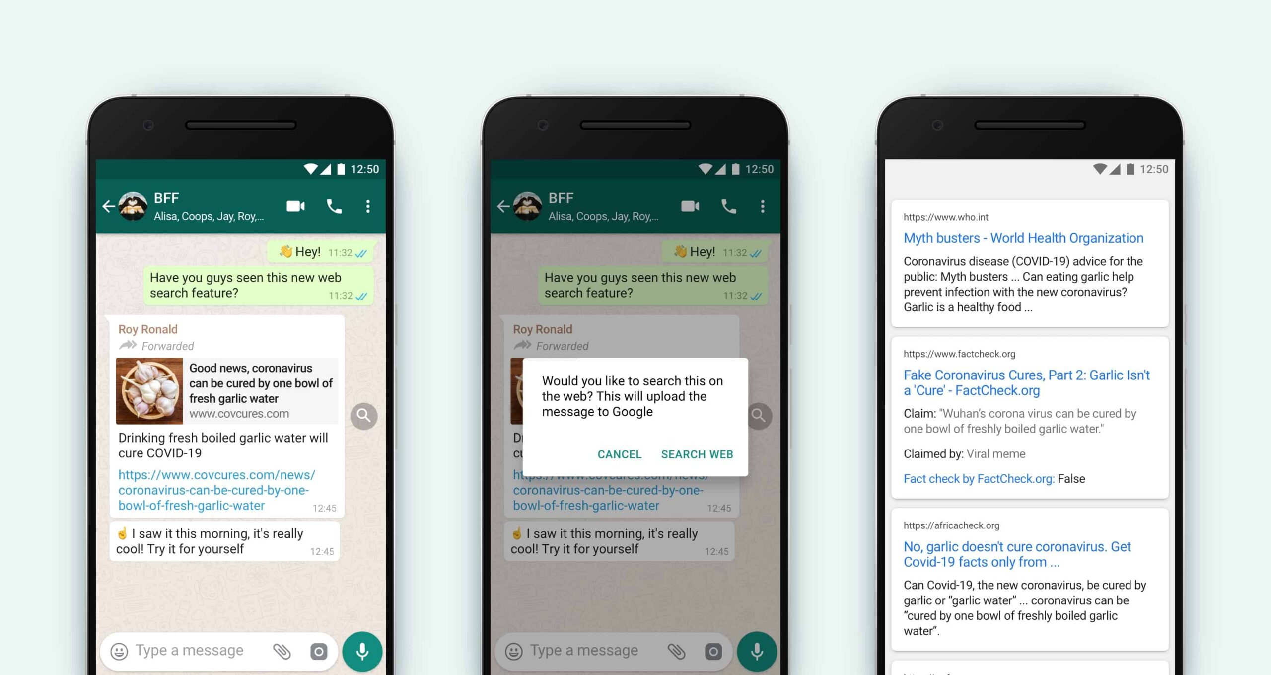 WhatsApp agora permite pesquisar mensagens encaminhadas no Google