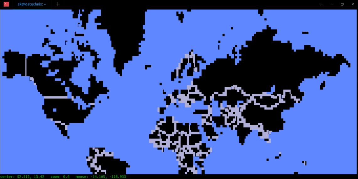 MapSCII, um mapa interativo de todo o mundo em seu terminal Windows, Linux ou macOS