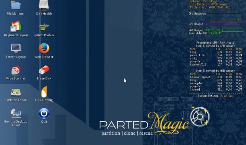Parted Magic descarta suporte de 32 bits e vem agora com Linux 5.8 e OverlayFS