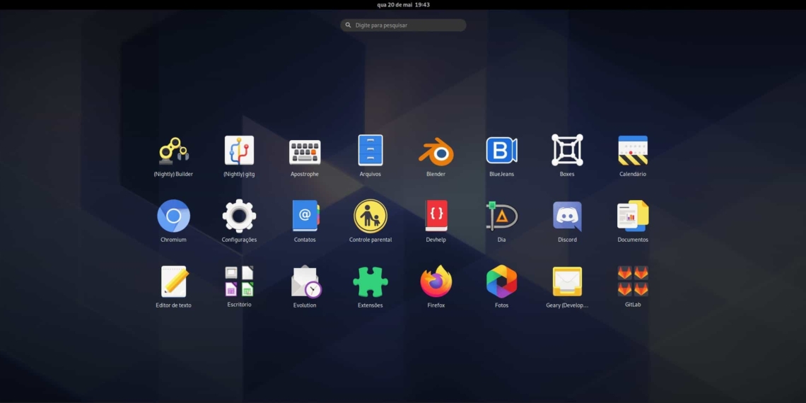 Grade de aplicativos do GNOME 40 agora rola horizontalmente