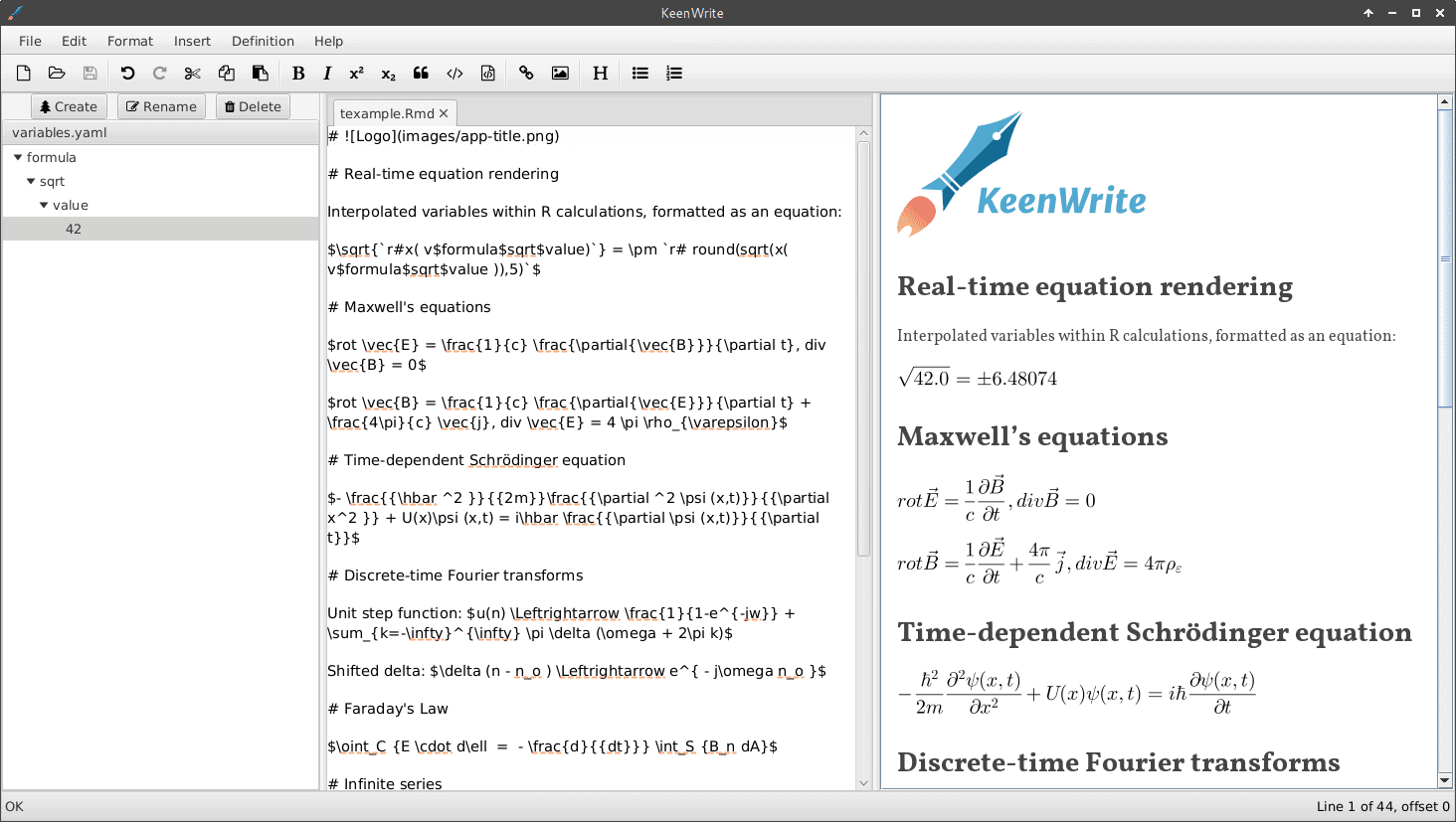 KeenWrite, um editor de texto de código aberto para matemáticos