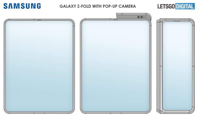 Patente da Samsung revela telefone dobrável com câmera pop-up