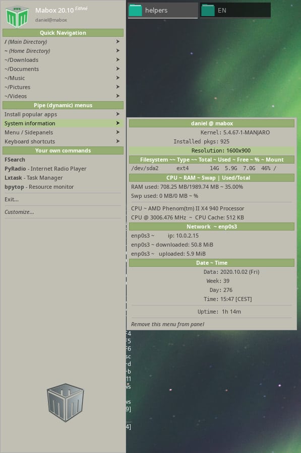 Mabox Linux 20.10 é um Manjaro Spin com Lightweight Openbox WM