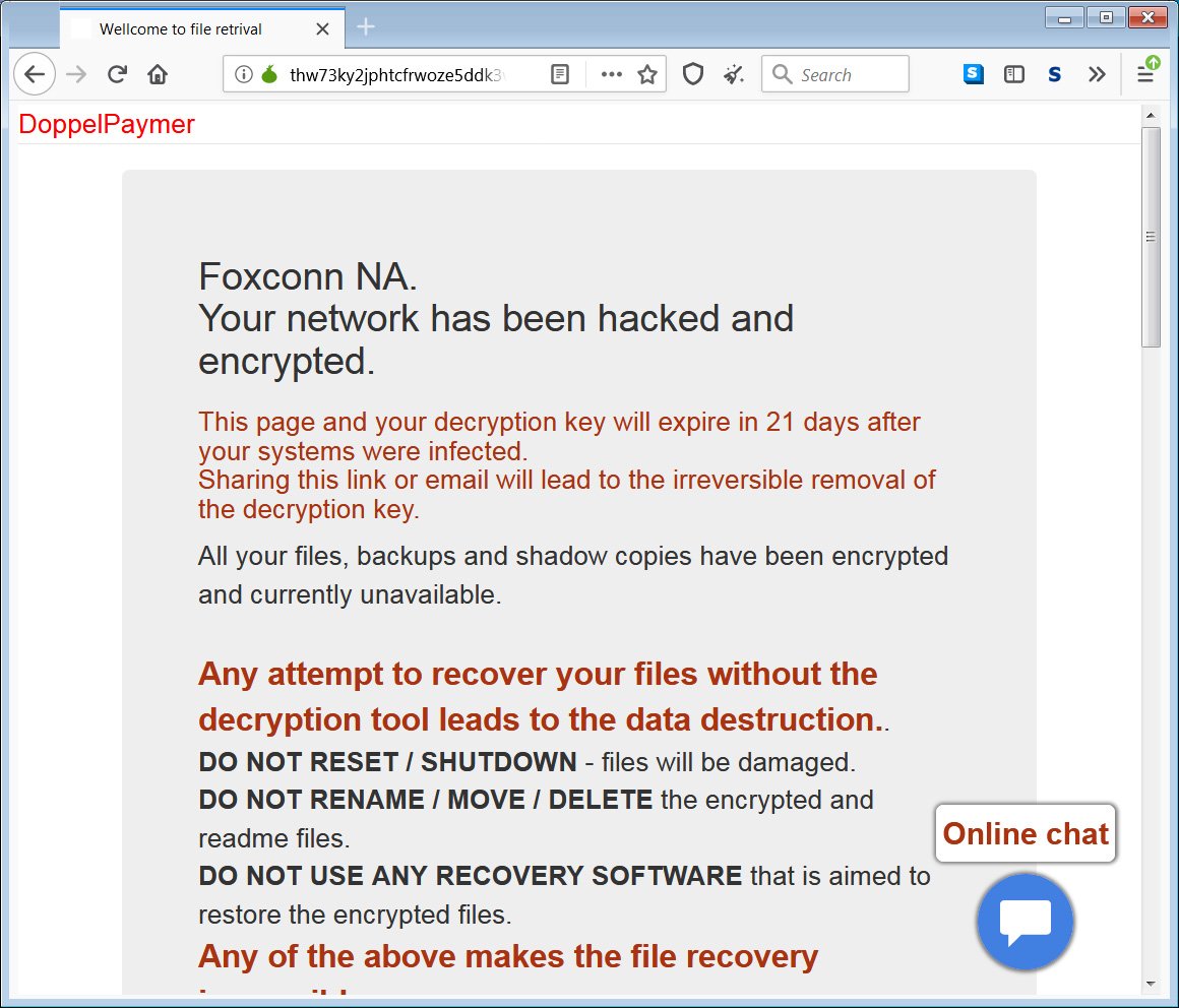 Gigante da eletrônica Foxconn foi atingida por ransomware (resgate de US$ 34 milhões)