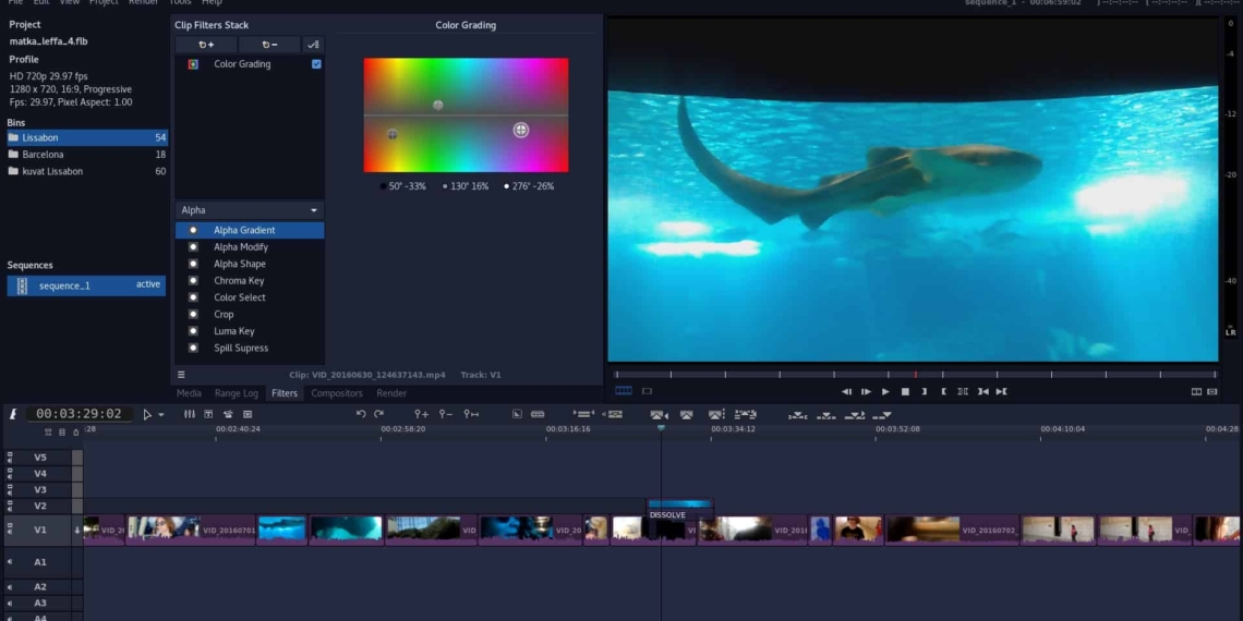 Editor de vídeo Flowblade 2.8 permite configurar a posição do painel e adiciona novos temas
