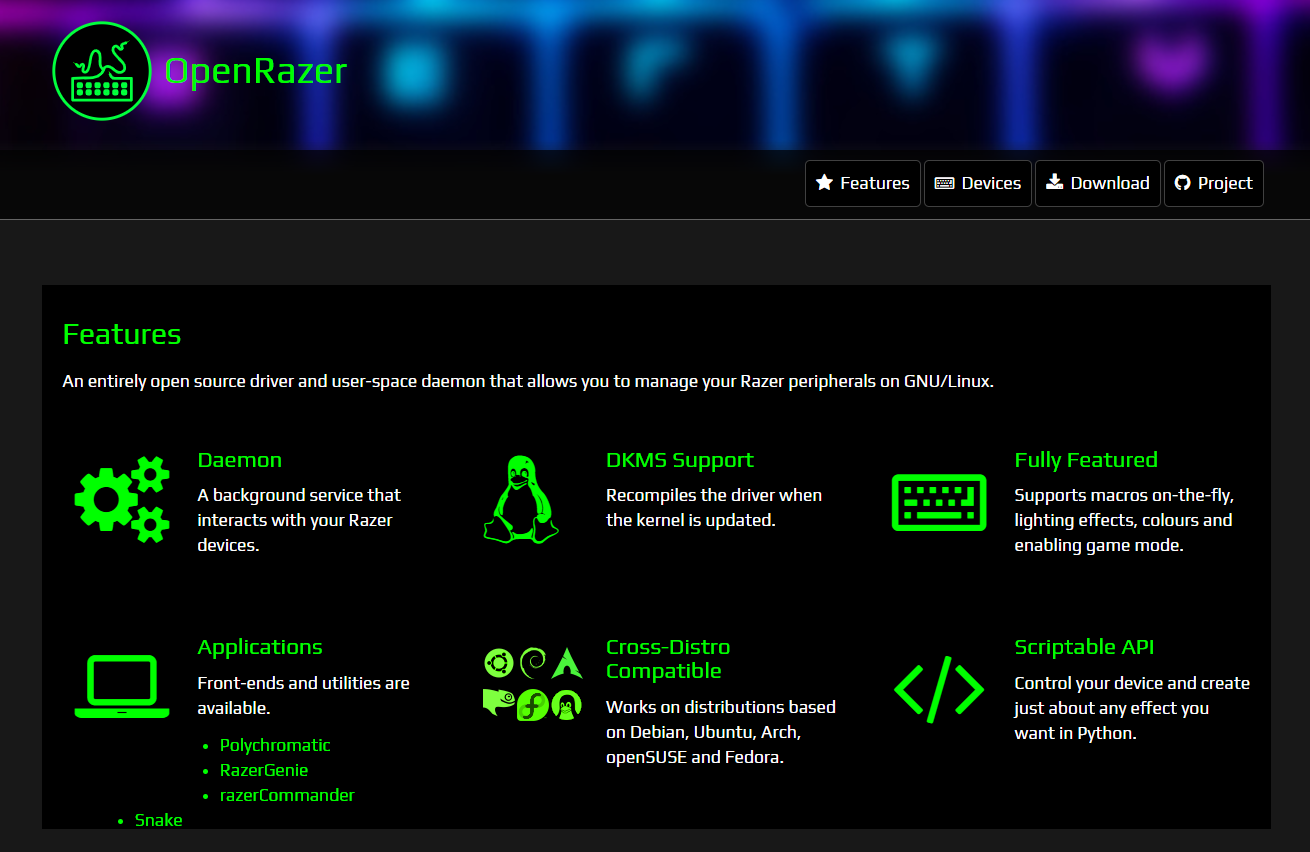 Lançado OpenRazer versão 3.0 com drivers de código aberto para dispositivos Razer