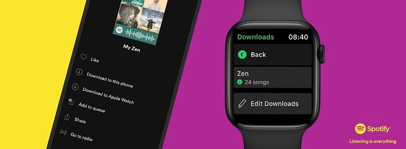 Spotify permitirá downloads de música offline para Apple Watch. O recurso estará ativo apenas para usuários Premium.