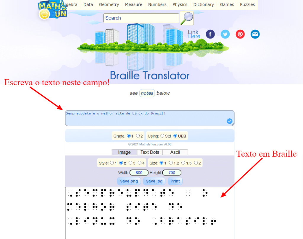 Guia para criar textos em Braille com Braille Translation