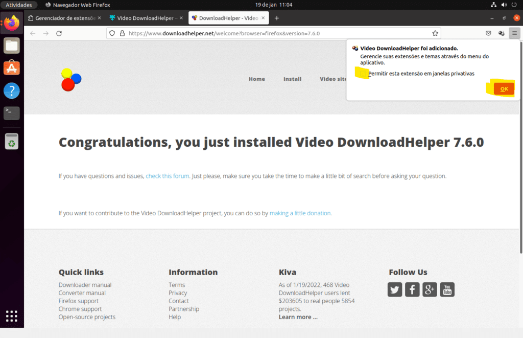 Gerenciador de download DownThemAll e Video DownloadHelper!