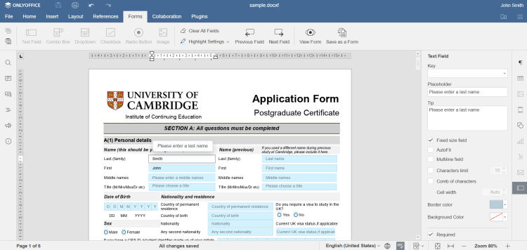 ONLYOFFICE v7.0 lançado com formulários online preenchíveis e proteção por senha em planilhas