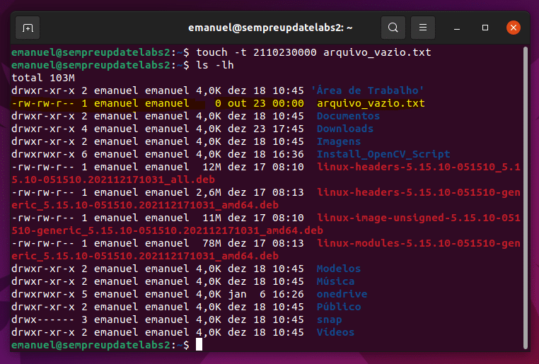 Como modificar a data de arquivos com o touch no Linux