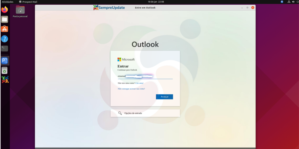 usar o e-mail do Outlook no Linux