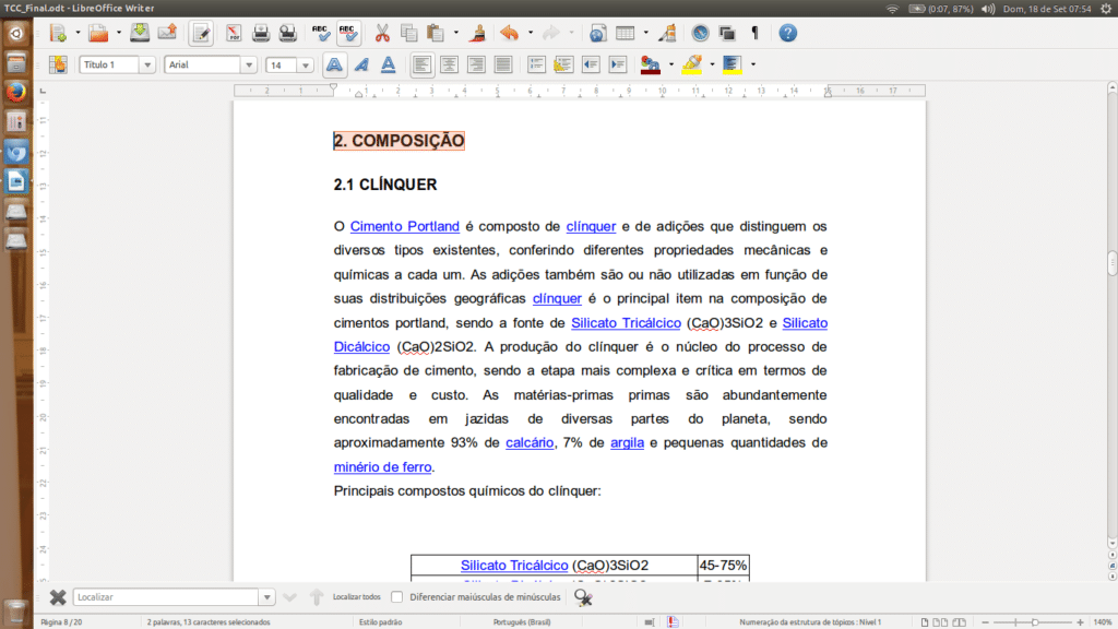 sumário no LibreOffice