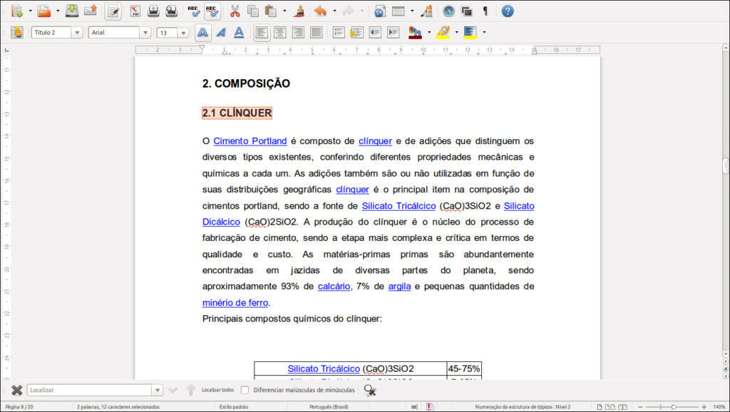 criar um sumário no LibreOffice