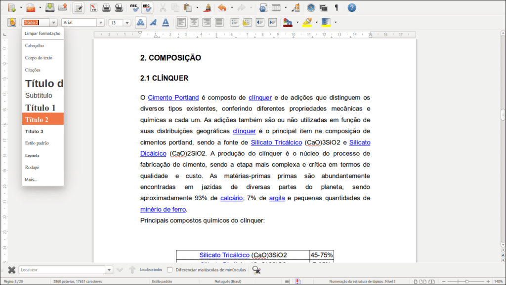 Como criar um sumário no LibreOffice