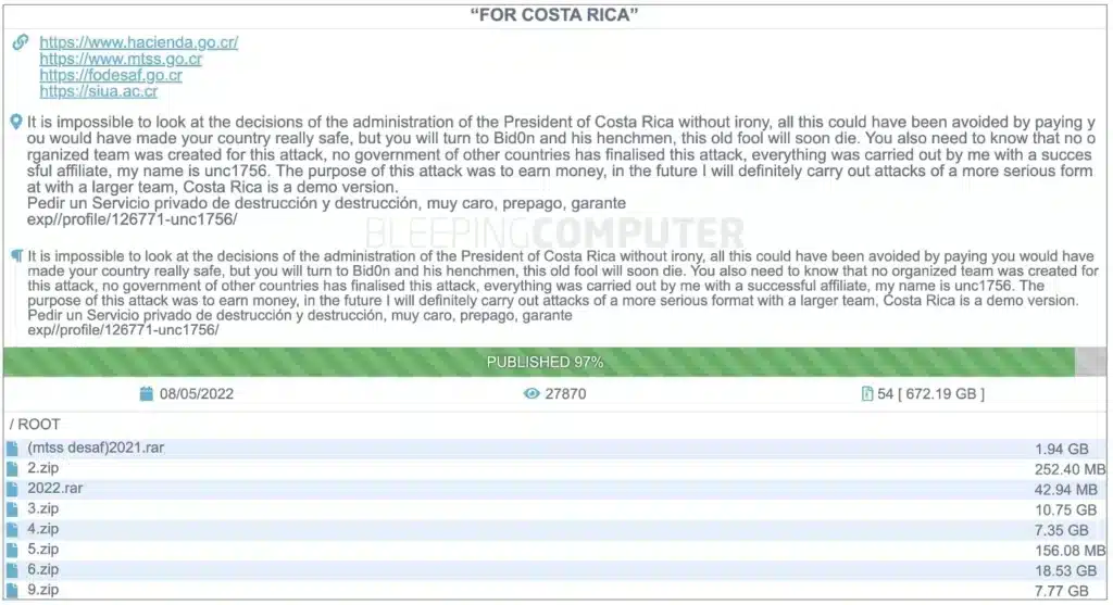 Costa Rica declara emergência nacional após ataques de ransomware Conti