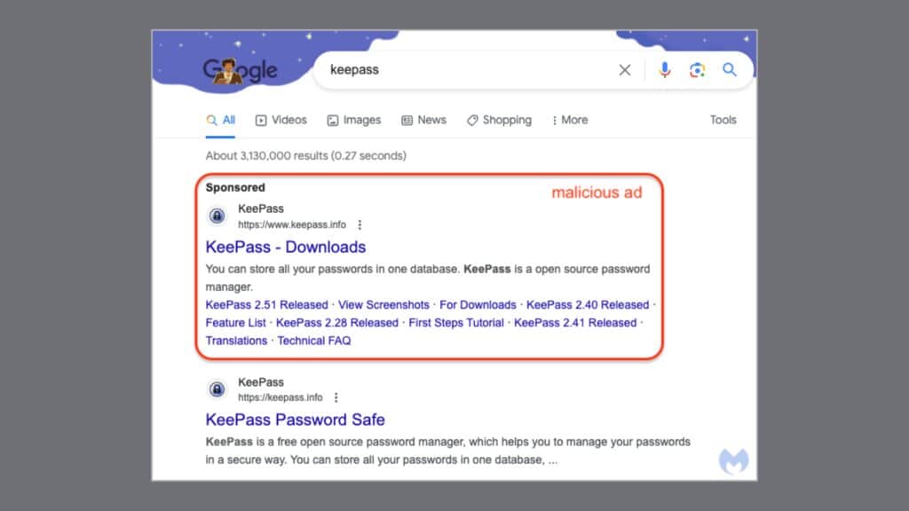 site-falso-keepass-usa-google-ads-e-punycode-para-enviar-malware